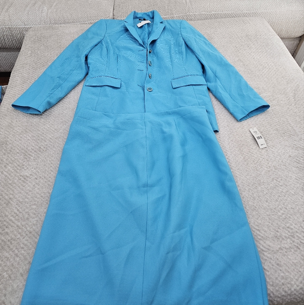 Blue Long Sleeve Notched Collar Work Dress